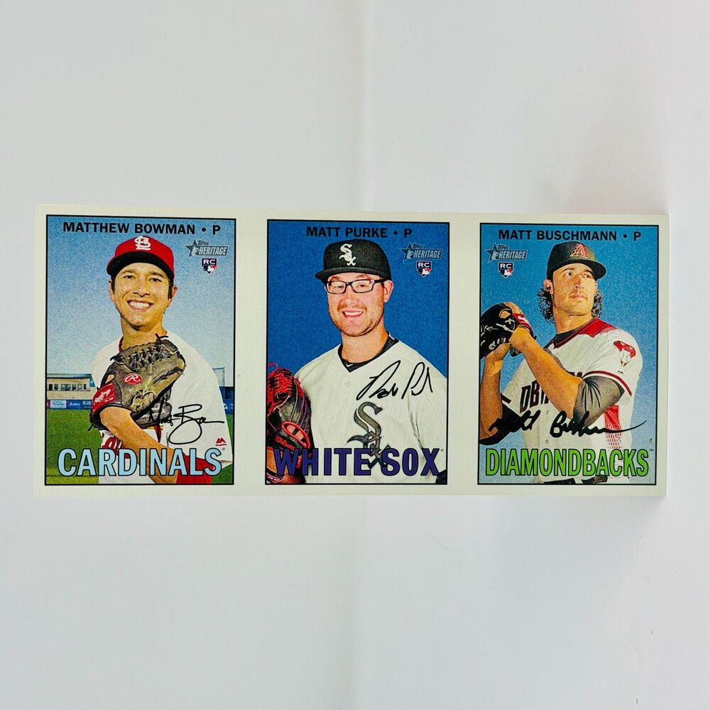 2016 Topps Heritage High Number Ad Panel Box Topper Bowman, Purke, Buschman